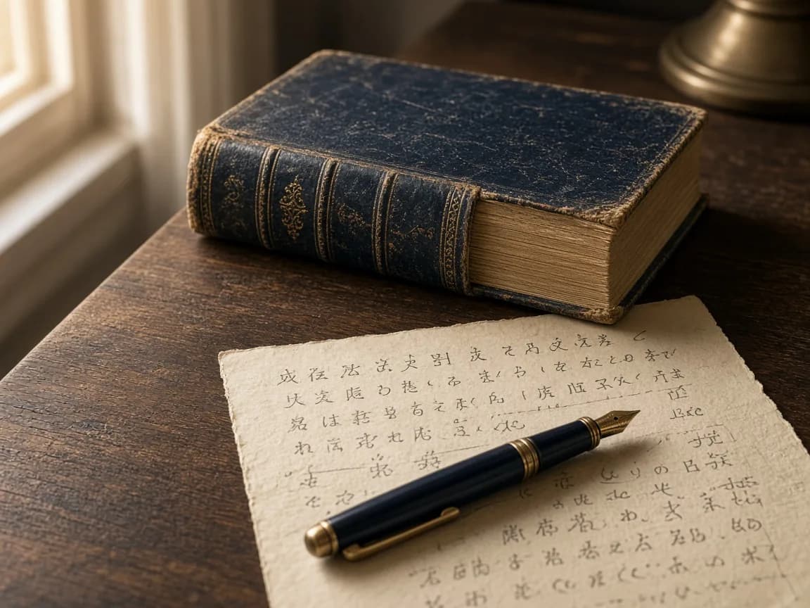 40年の歴史を象徴する古書と万年筆