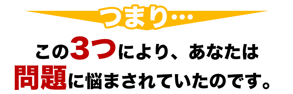 つまりこの3つにより、あなたは問題になやまされていたのです。