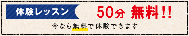 体験レッスン50分12,100円。今なら通常料金の半額で体験できます。